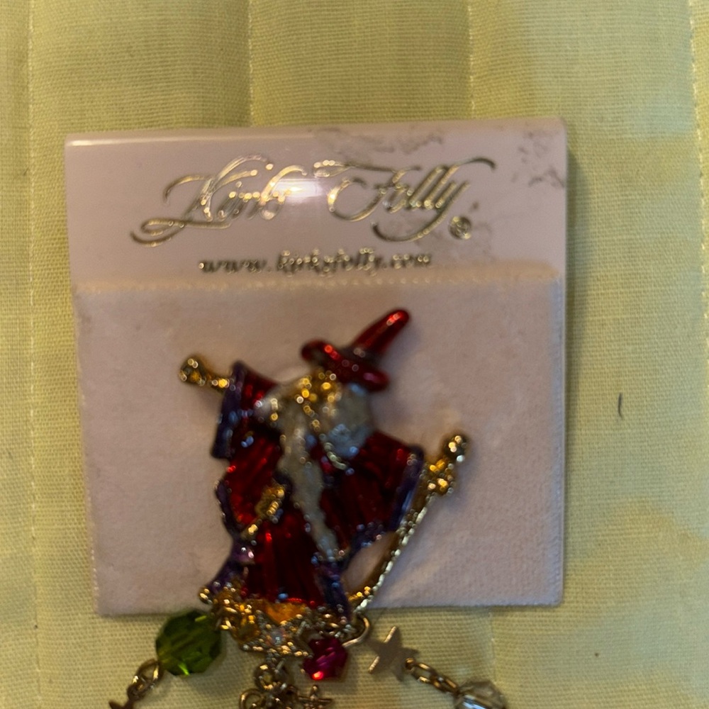 Vtg. KIRKS FOLLY Merlin Wizard Magician, gt w/red &multicolor dangles - Picture 3 of 5